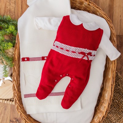 Saída de maternidade Leticia Vermelho e off white